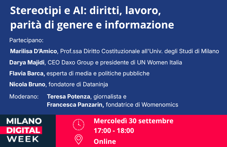 Stereotipi e AI: diritti, lavoro, parità di genere e informazione 